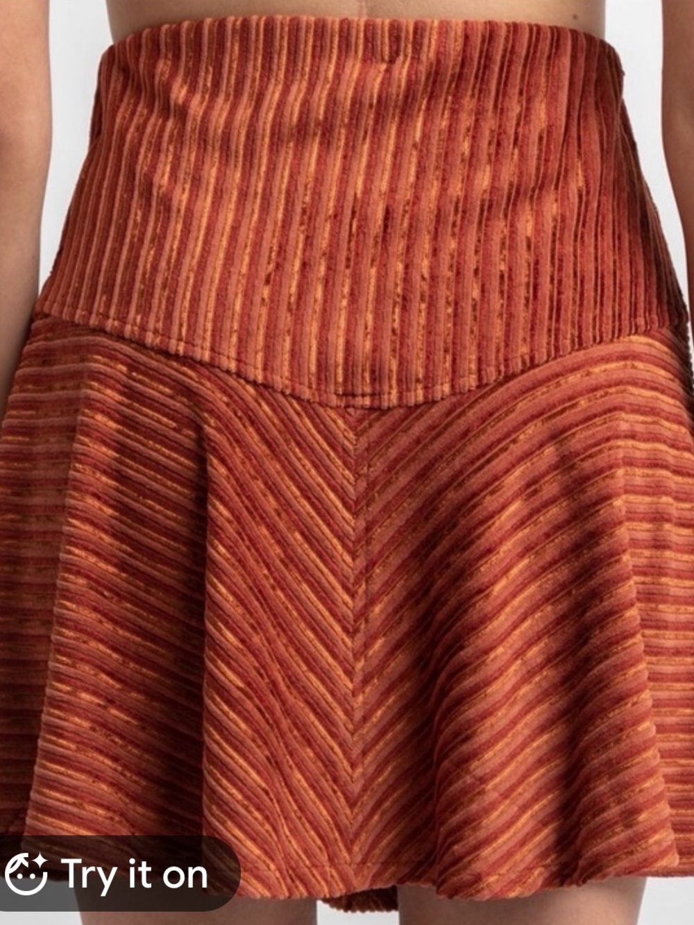 Free People Rust Striped Ribbed Circle Skirt